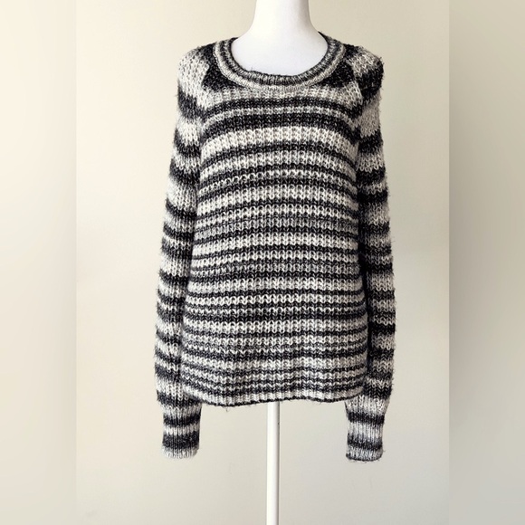 Halogen Metallic Black, Gray, & Silver Stipe Long Sleeve Sweater NWOT Size XL - Picture 3 of 7